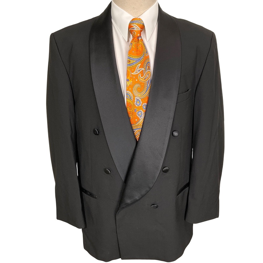 Raffinati Tuxedo Jacket Mens 42R Black Double Breasted Black Tie Wedding USA